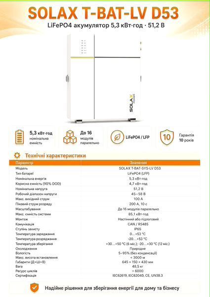 Гібридна безперебійна електростанція SOLAX 10 кВт з АКБ 21.2 кВт 004 фото